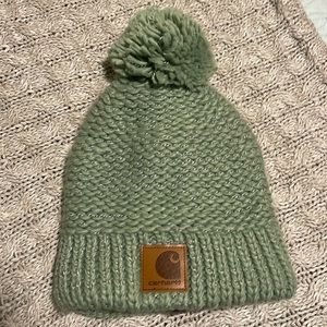 NWOT Carhartt women’s beanie with pom-pom seafoam green color.🩵🤍💚